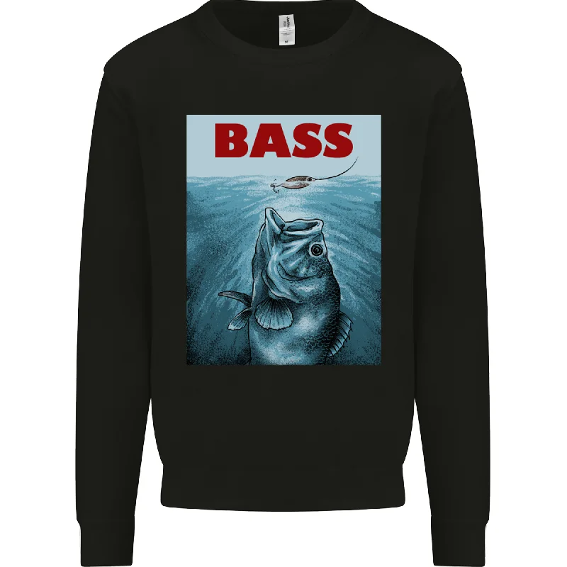 warm workout hoodieBass Fishing Parody Funny Fisherman Mens Sweatshirt Jumper